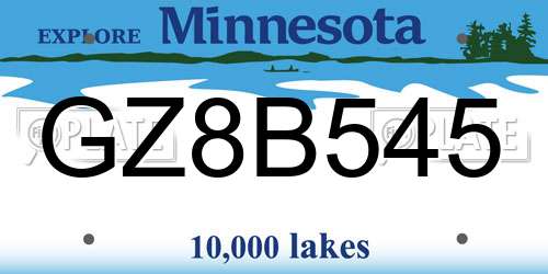 GZ8B545 Minnesota License Plate