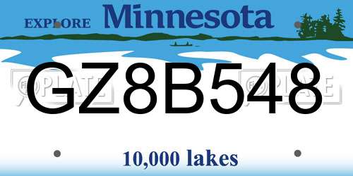 GZ8B548 Minnesota License Plate