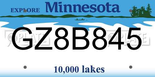 GZ8B845 Minnesota License Plate