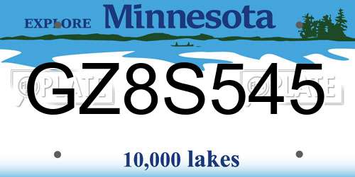 GZ8S545 Minnesota License Plate