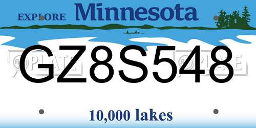 GZ8S548 Minnesota License Plate