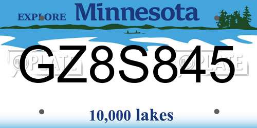 GZ8S845 Minnesota License Plate