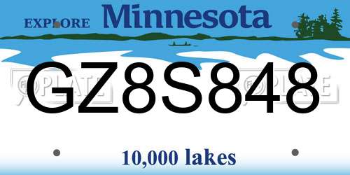 GZ8S848 Minnesota License Plate