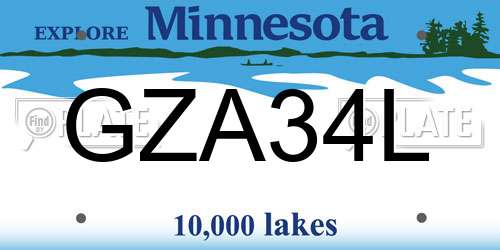 GZA34L Minnesota License Plate