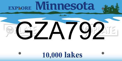 GZA792 Minnesota License Plate