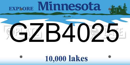 GZB4025 Minnesota License Plate