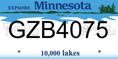 GZB4075 Minnesota License Plate