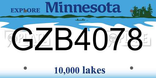 GZB4078 Minnesota License Plate