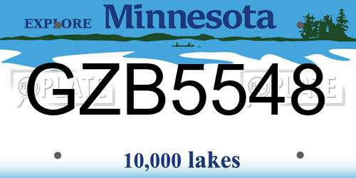GZB5548 Minnesota License Plate