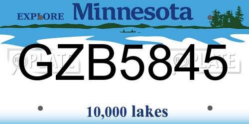GZB5845 Minnesota License Plate