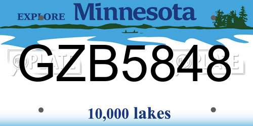 GZB5848 Minnesota License Plate