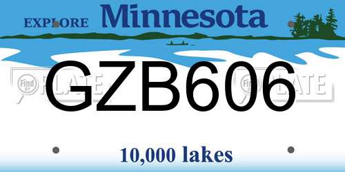 GZB606 Minnesota License Plate