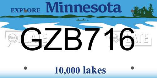 GZB716 Minnesota License Plate
