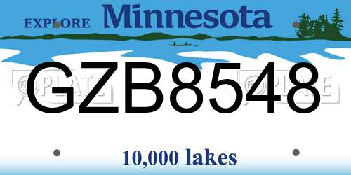 GZB8548 Minnesota License Plate