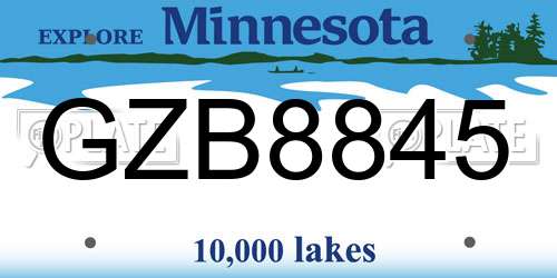GZB8845 Minnesota License Plate