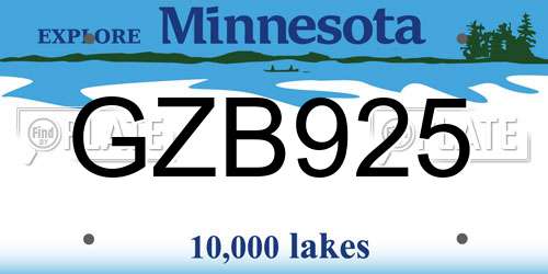 GZB925 Minnesota License Plate