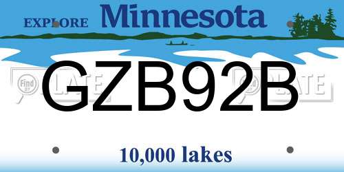 GZB92B Minnesota License Plate