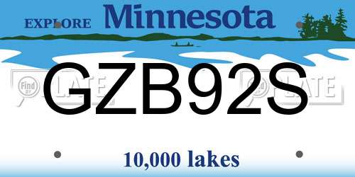 GZB92S Minnesota License Plate
