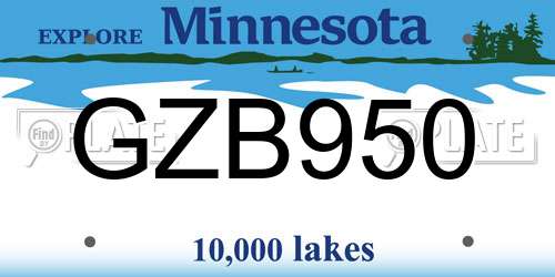 GZB950 Minnesota License Plate
