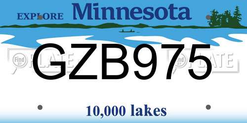 GZB975 Minnesota License Plate