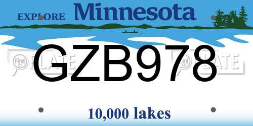 GZB978 Minnesota License Plate