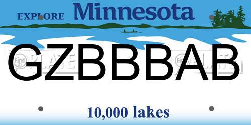 GZBBBAB Minnesota License Plate