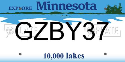 GZBY37 Minnesota License Plate