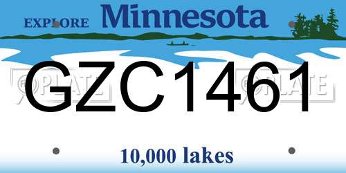 GZC1461 Minnesota License Plate