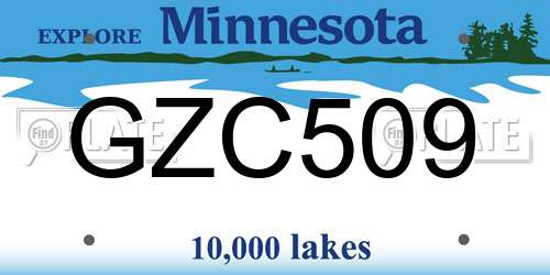 GZC509 Minnesota License Plate