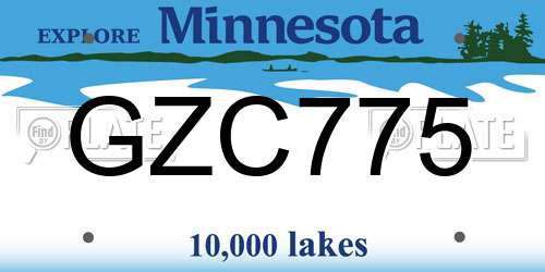 GZC775 Minnesota License Plate