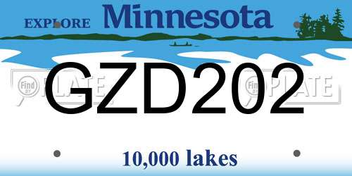 GZD202 Minnesota License Plate