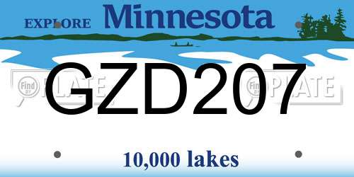 GZD207 Minnesota License Plate