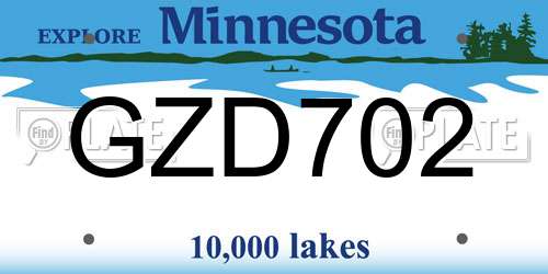GZD702 Minnesota License Plate