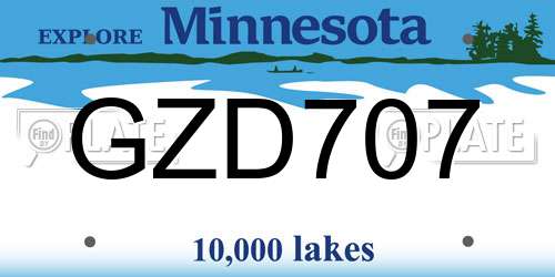 GZD707 Minnesota License Plate