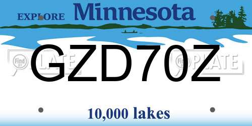 GZD70Z Minnesota License Plate