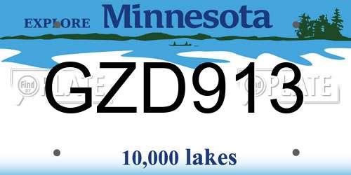 GZD913 Minnesota License Plate