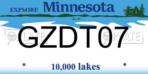 GZDT07 Minnesota License Plate