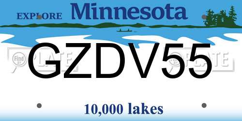 GZDV55 Minnesota License Plate