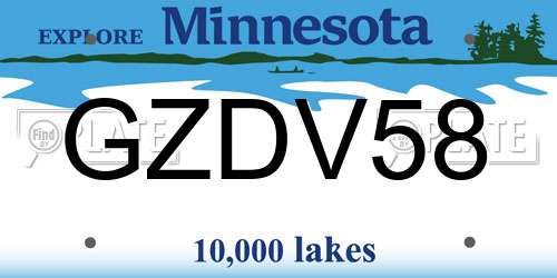 GZDV58 Minnesota License Plate