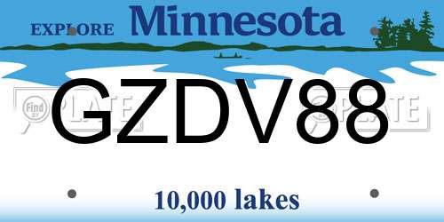 GZDV88 Minnesota License Plate