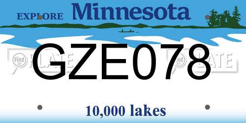 GZE078 Minnesota License Plate