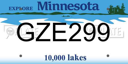GZE299 Minnesota License Plate