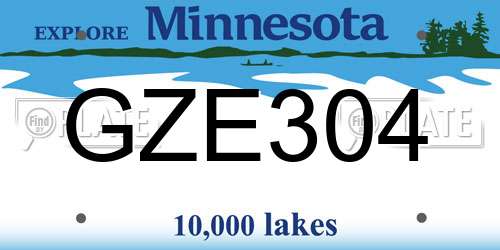 GZE304 Minnesota License Plate