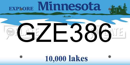GZE386 Minnesota License Plate