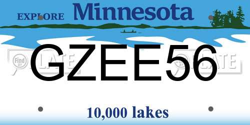 GZEE56 Minnesota License Plate