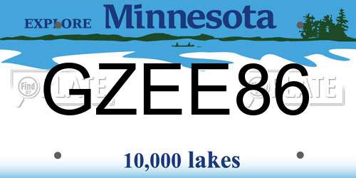 GZEE86 Minnesota License Plate