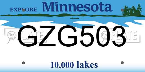 GZG503 Minnesota License Plate