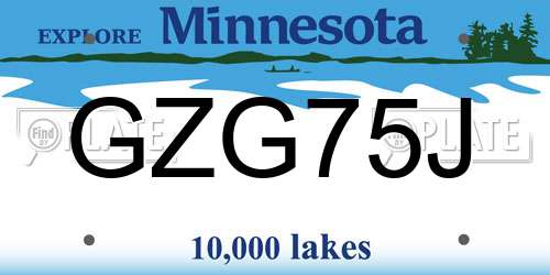 GZG75J Minnesota License Plate