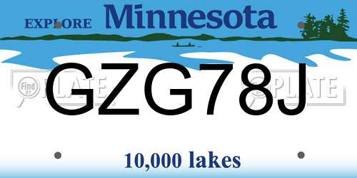 GZG78J Minnesota License Plate