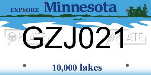GZJ021 Minnesota License Plate